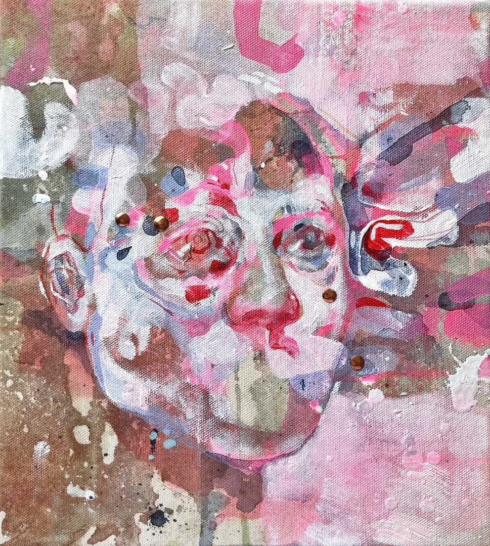 Andreas, 2022, acrylic and metal on canvas